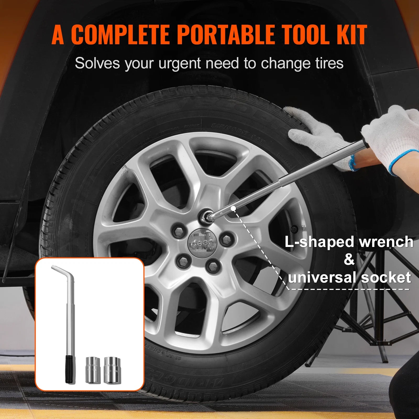 Kit cric a forbice da 2,5 ton con intervallo di sollevamento da 3,7" a 17,1"