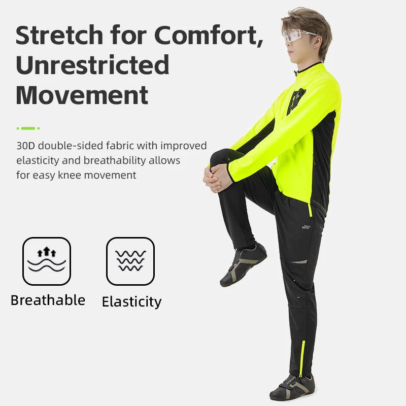 Winter Cycling Pants Fleece-Lined Windproof Reflective Trousers