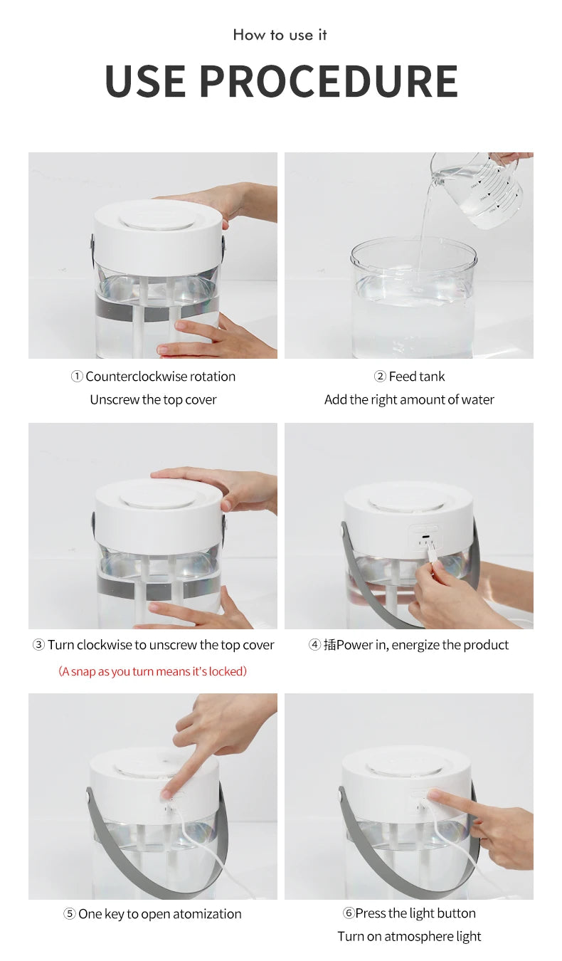 3 L USB Ultrasonic Humidifier with Dual Mist Outlets