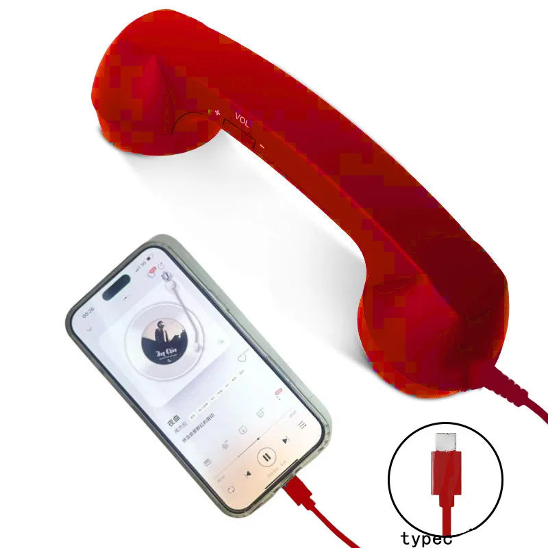 Cuffie cablate con microfono retrò a cornetta telefonica, Type-C, per Android, plug and play, per chat vocali, streaming live e audio