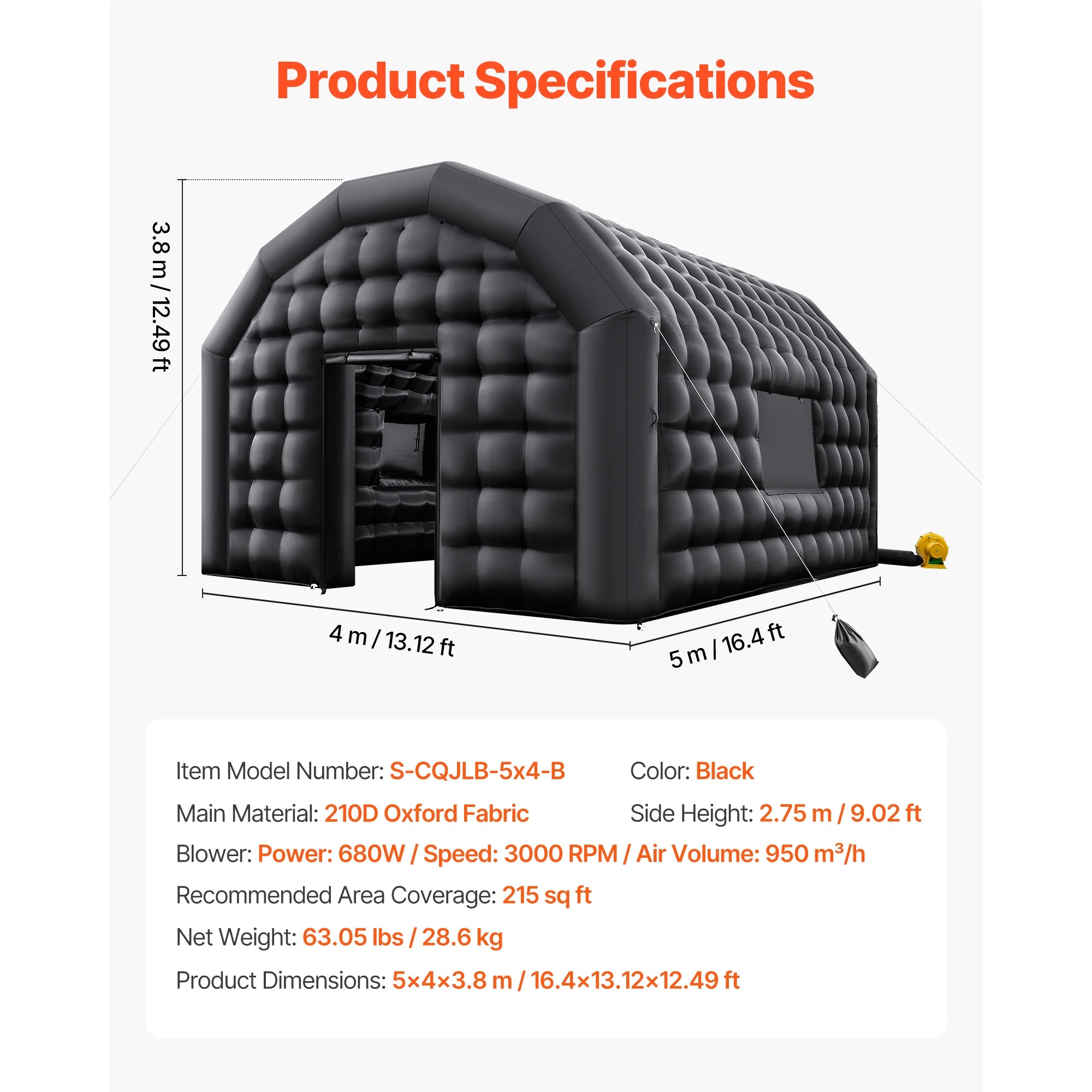 Inflatable Party Tent with Blower and Sandbags