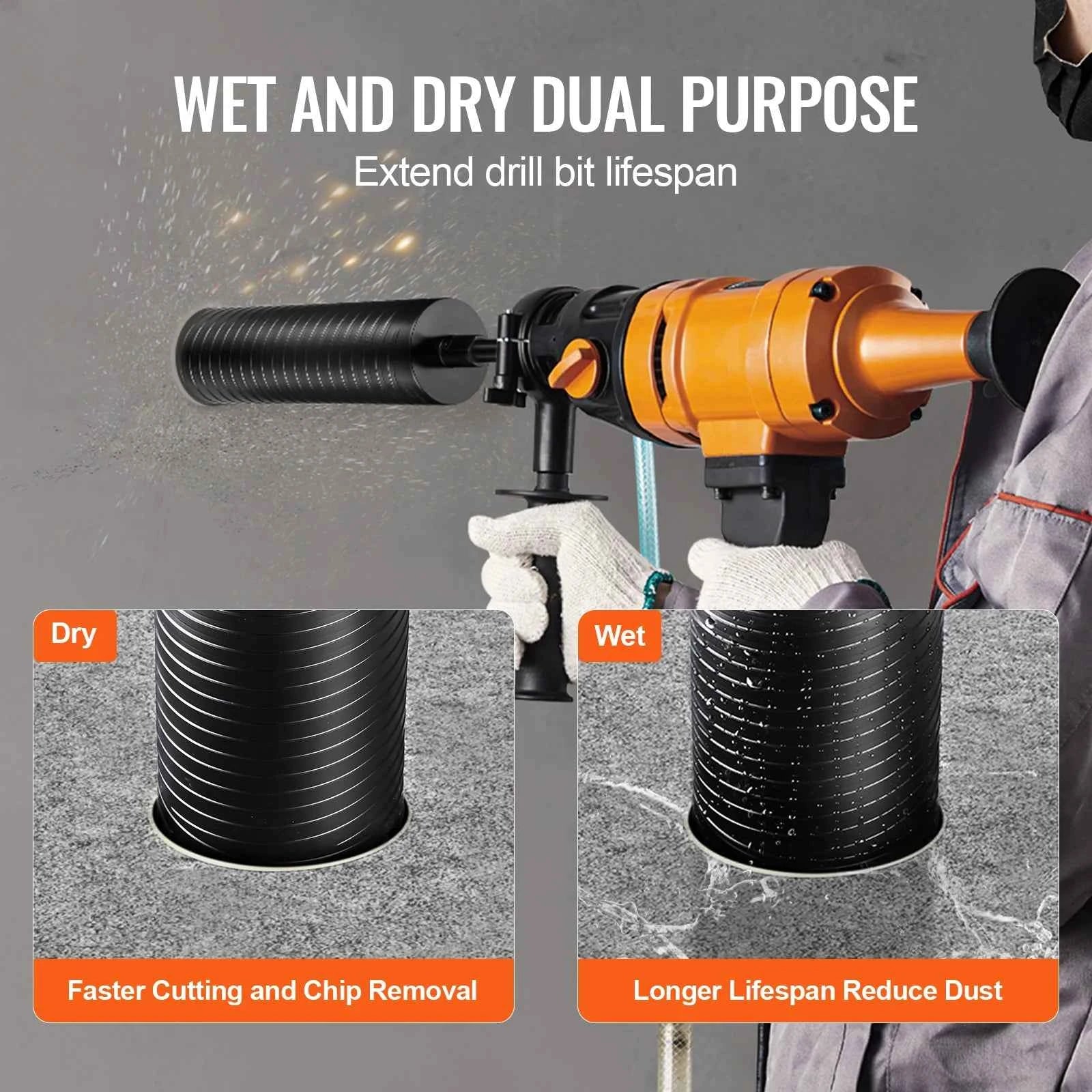 VEVOR Core Drill Bit Wet/Dry Diamond Core Drill Bit for Brick and Block Concrete Core Drill Bit Pilot Bit Adapter and Saw Blade