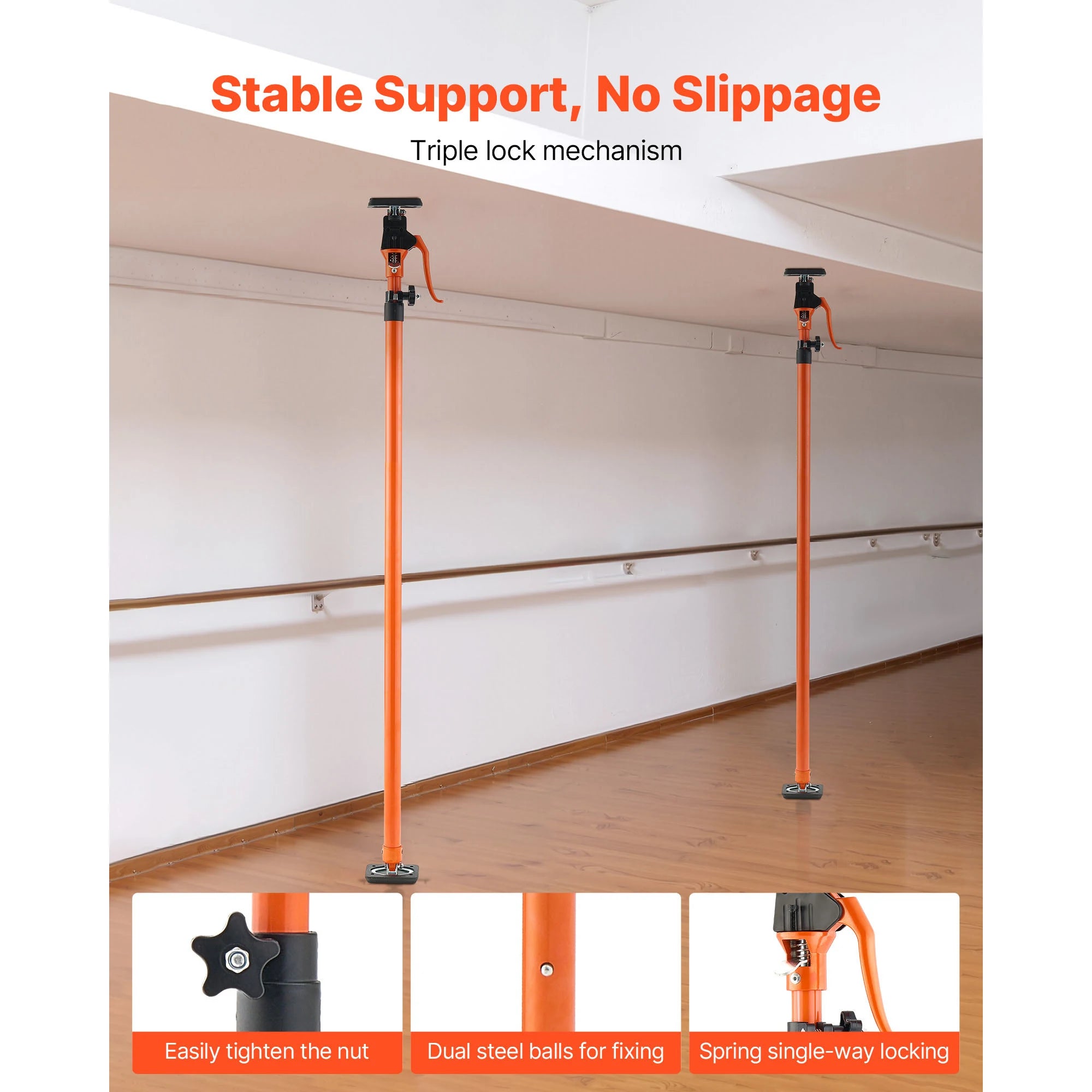 Adjustable Support Pole Jack 49–114in for Drywall & Cabinet Lifting
