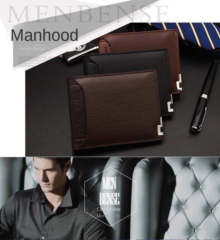 Fashion Casual Men's Short Wallet - Multi-functional Draw Card Holder for Men, Slim Cardholder Bags with Free Shipping
