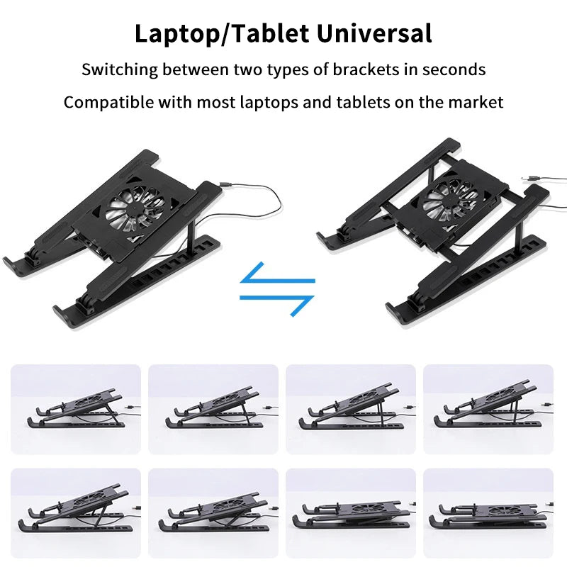 Base Refrigerante para Laptop, Soporte Plegable, Almohadilla de Enfriamiento Portátil para Notebook, Soporte Elevador con 1 Ventilador de Enfriamiento