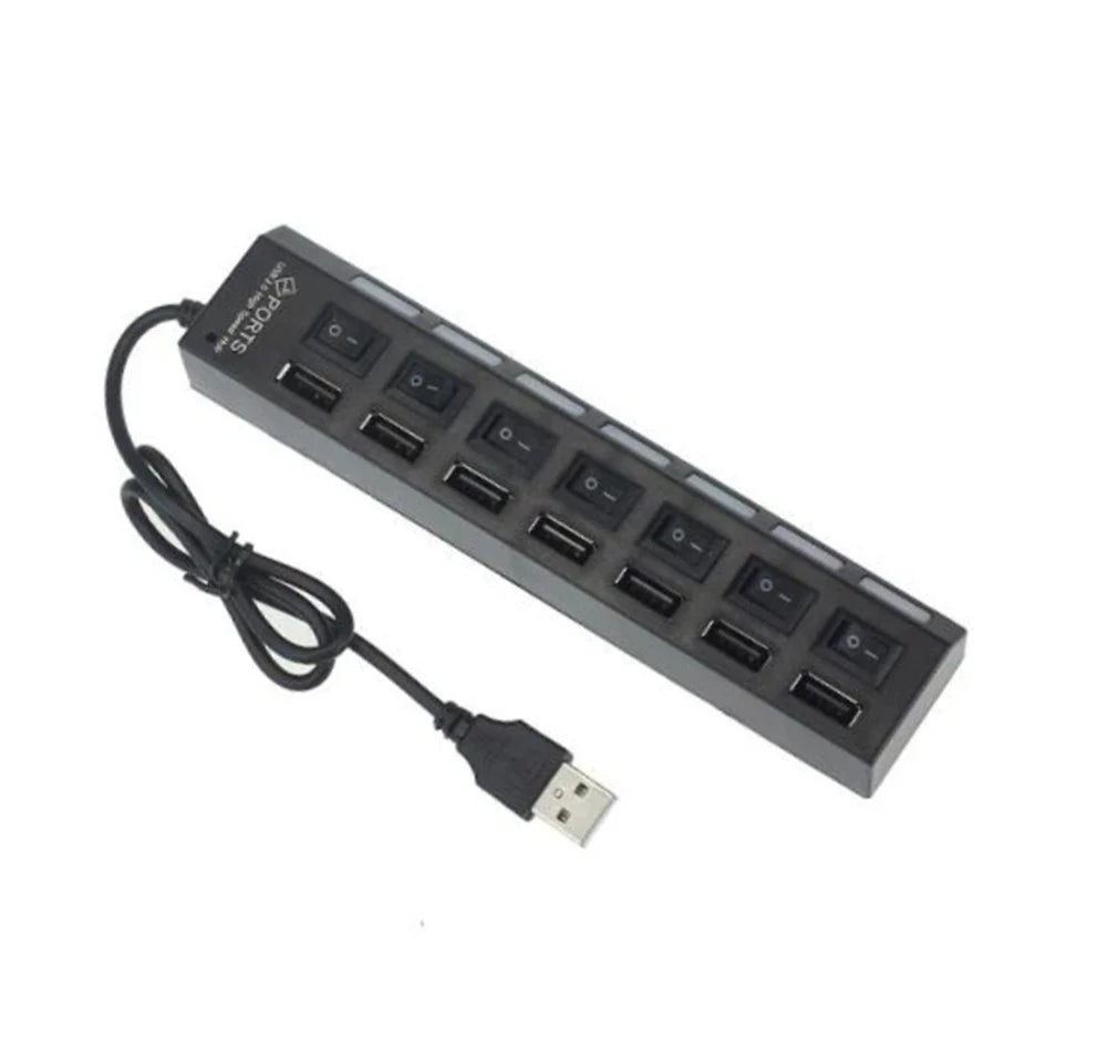 USB-2.0-Hub mit 7 Anschlüssen für Computer