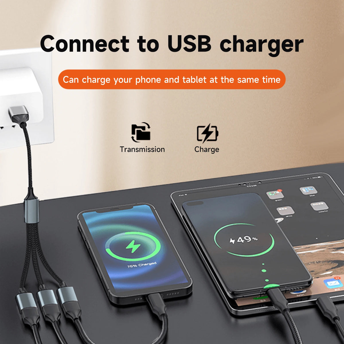 USB-A-splitterhub met 1 ingang en 3 uitgangen, enkele of dubbele verpakking