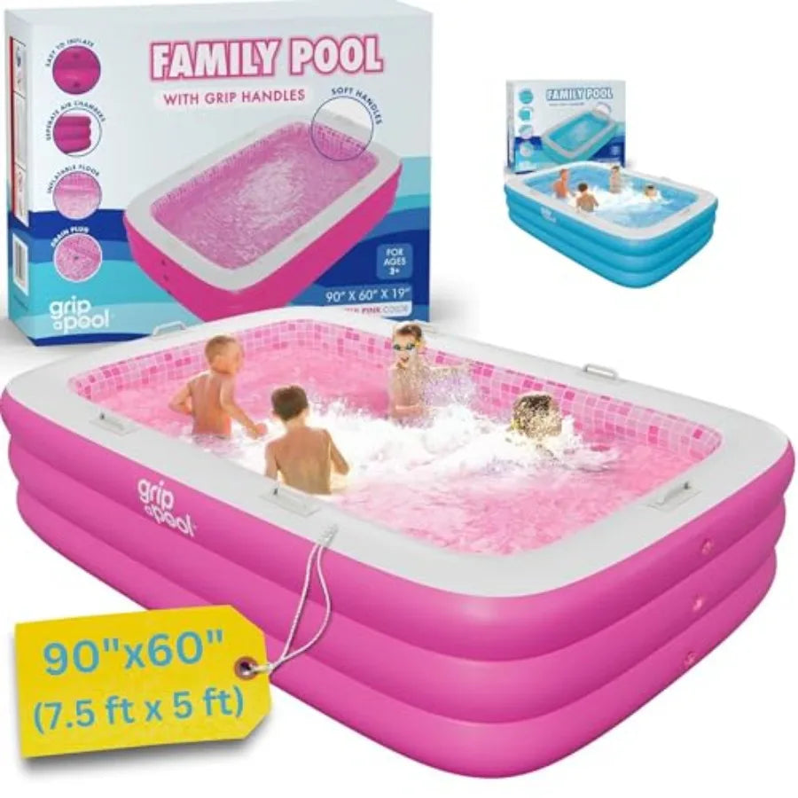 Inflatable Swimming Pool with Soft Padded Floor and Handles