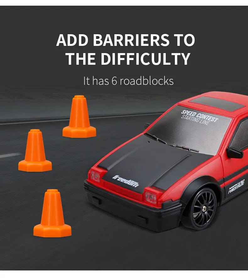 1:24 High Speed RC Drift Vehicle Cars Mustang 4WD Remote Control Racing Car Gift Competition Race Car Boys Toy Replaceable Tire