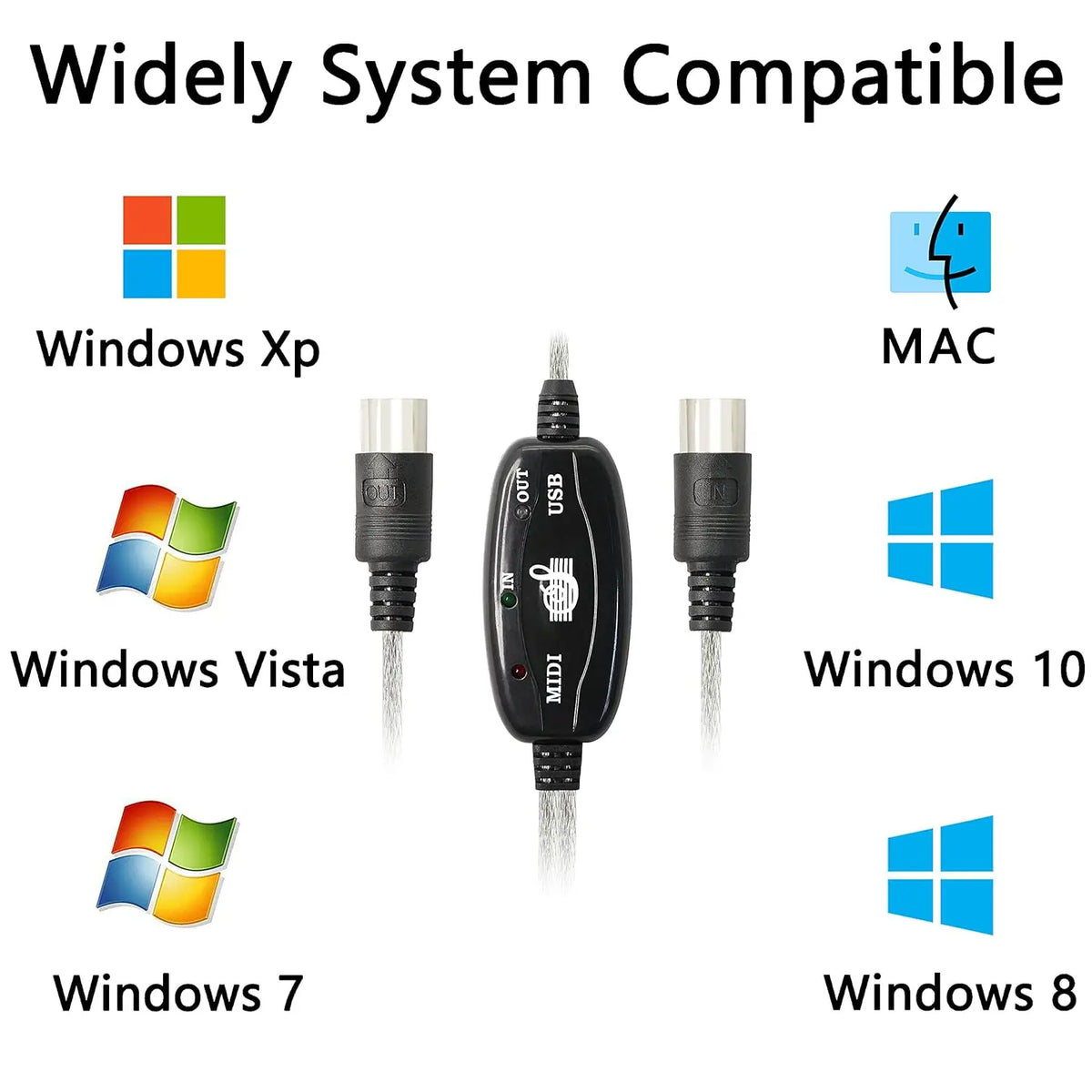 Cable de interfaz MIDI DIN de cinco pines USB