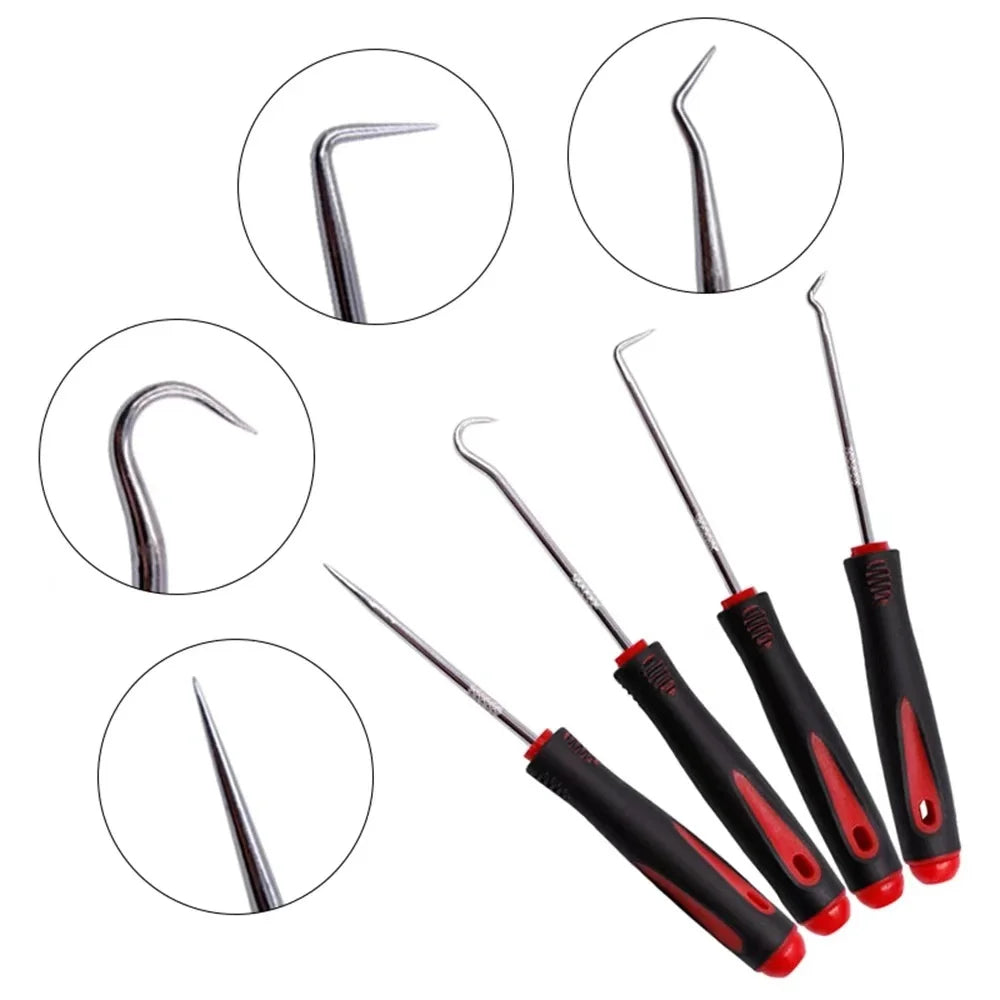 Ensemble de tournevis d’huile automobile avec joint torique O-Ring Joint d’étanchéité Garniture Tire-Pull Prise crochets outils Étanchéité Outils de réparation 16 cm 4 pcs