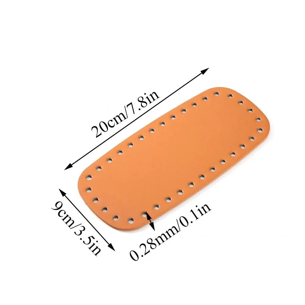 Base de bolsa de croche em couro PU oval, 20 × 9 cm