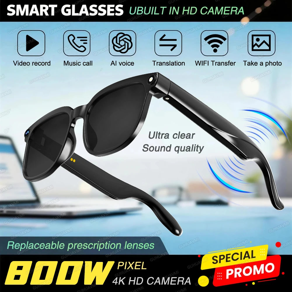 Smart AI Glasses 1080P Camera Bluetooth Calls Translation