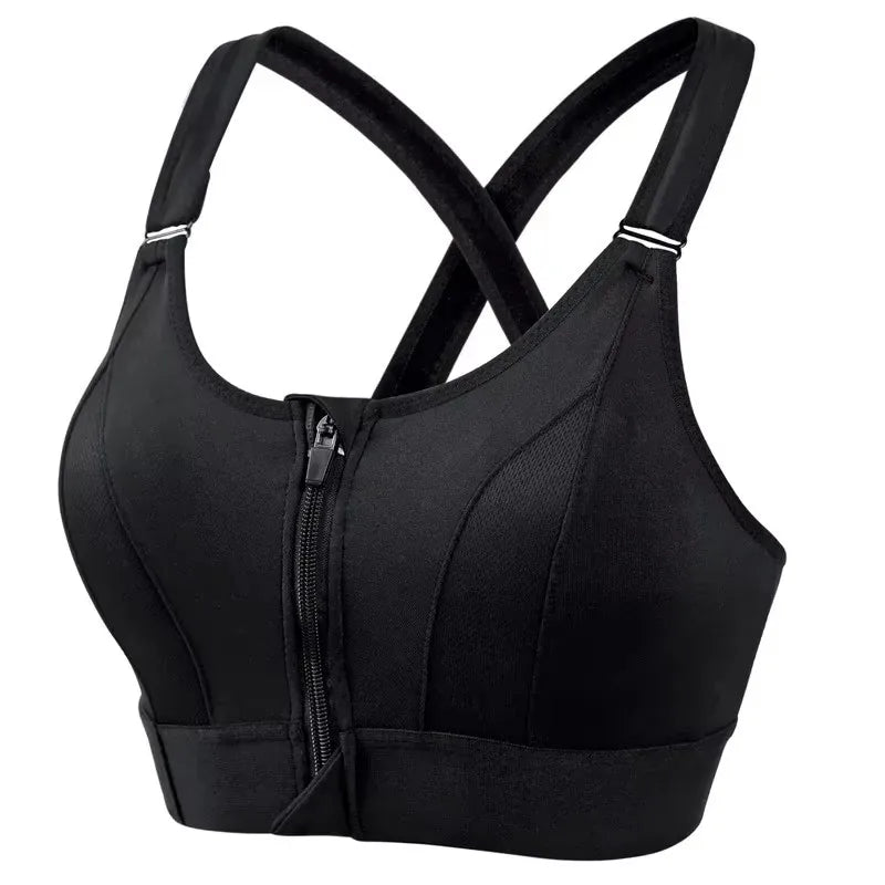Sports Bras For Women Front Zipper Adjustable Strap Shockproof Elastic Fitness Athletic Brassiere Slim Yoga Crop Top