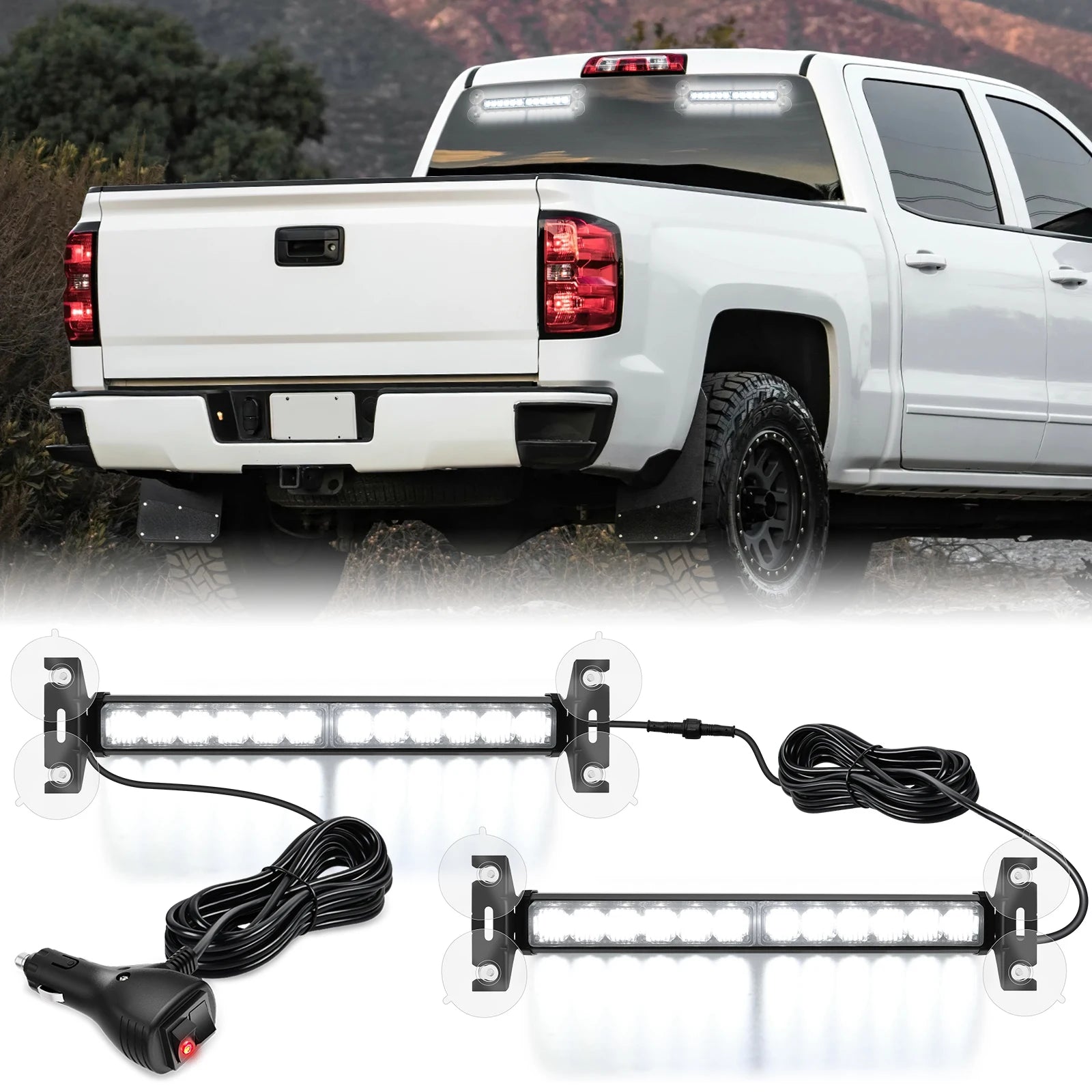 Nilight Automotive Strobe Traffic Advisor Light Bar 2-1 Dash Warning Safety Flashing Light Front/Rear Off-Road Truck Accessories
