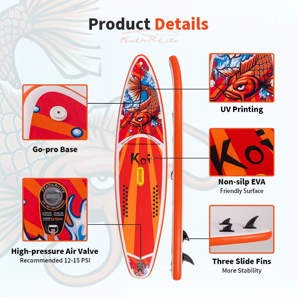 FunWater Inflatable Stand Up Paddle Board Paddling Board Surfboard Surf Sup Board 320-385CM Non-Slip Water Sport Paddle Board