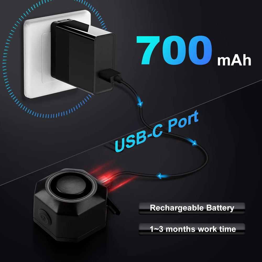 Camluxy Wireless USB Charging Waterproof Bike Alarm Remote Control Vibration Detector Alarm Motorcycle Burglar Alarm