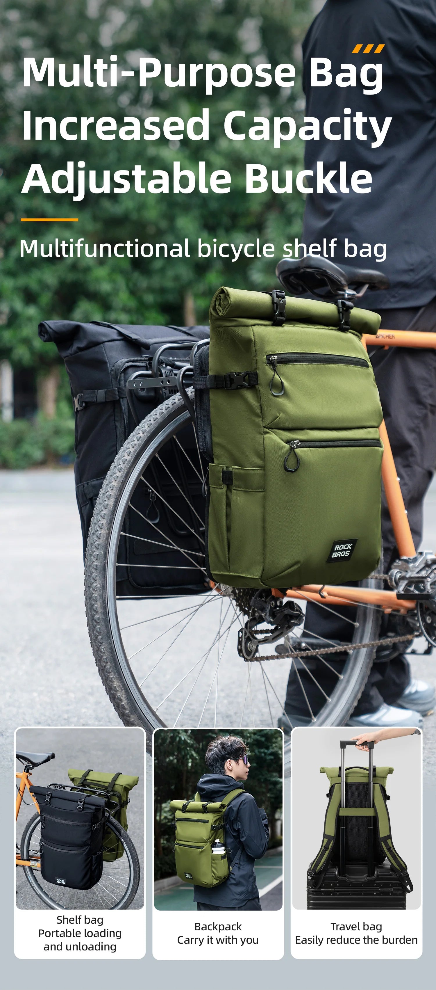 Waterproof Bike Pannier Bag 11–16L Double Side Rack Storage