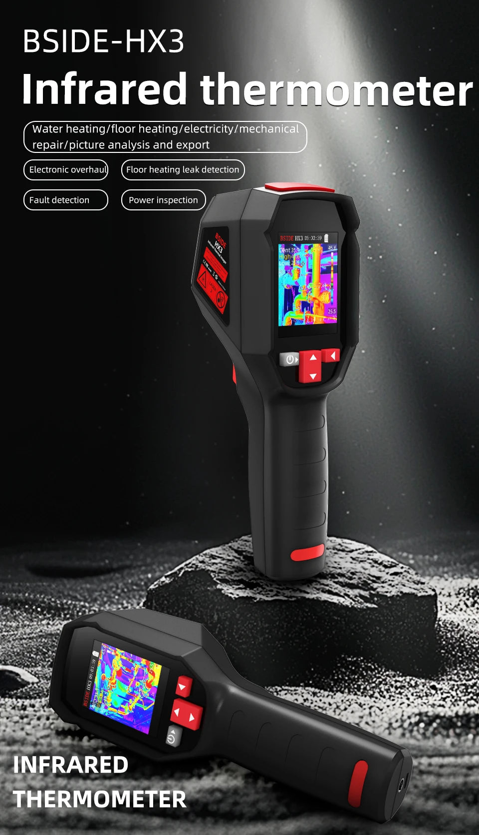 BSIDE black Smart Portable Thermal Imager 15 Color Palettes -20~550C 100×100IR Resolution PC Analysis Software Drop Resistant