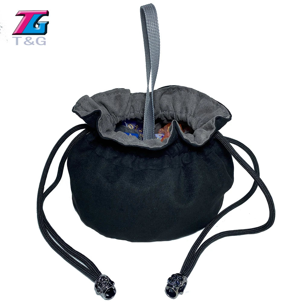 Large Dice Bag with Eight Pockets and Drawstring, 15 x 13 cm