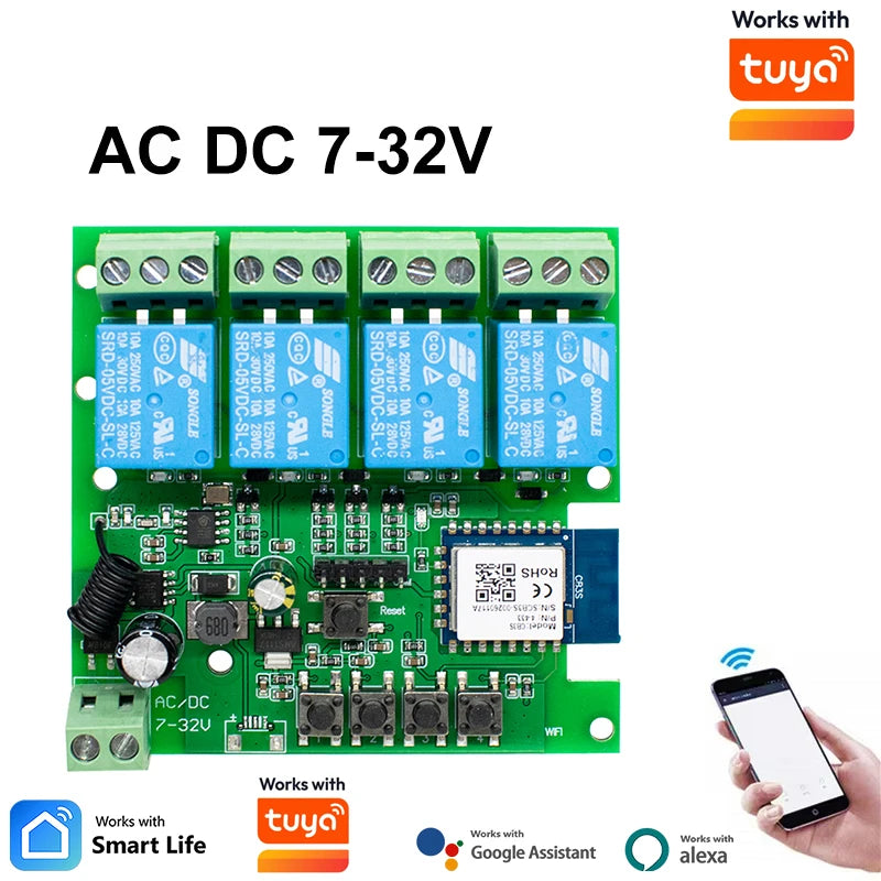 Four-Channel Wi-Fi Relay Module - Voltage Options