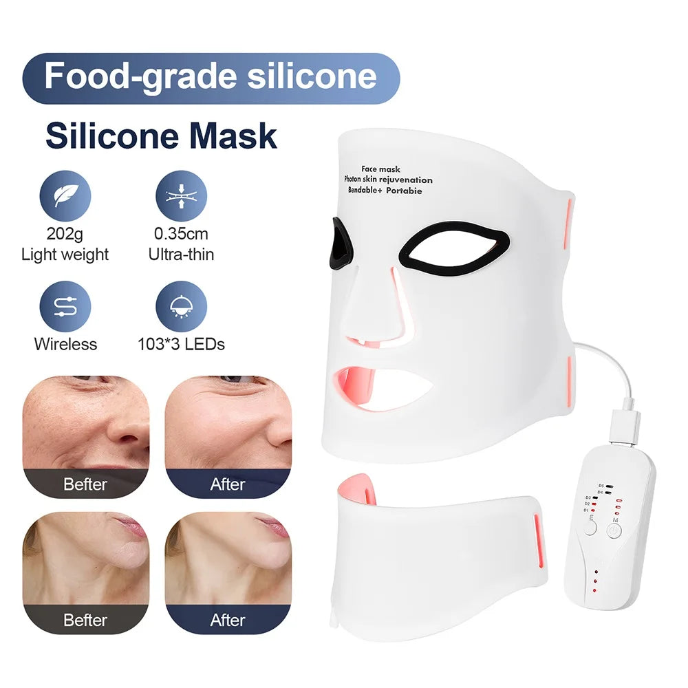 7 Color LED Silicone Face & Neck Mask for Skin Rejuvenation