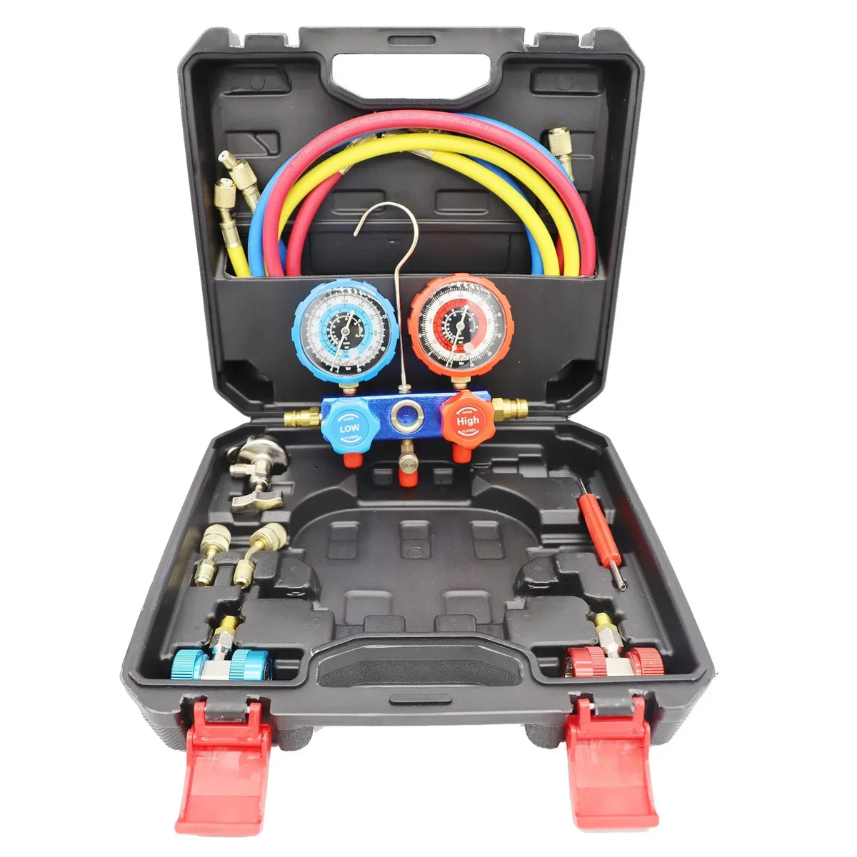 NEW Car Air Conditioning Pressure Manifold Gauge Hose Kit R22 R-410A R-134a R-404A Refrigerant Pressure Gauge Set Storage Box
