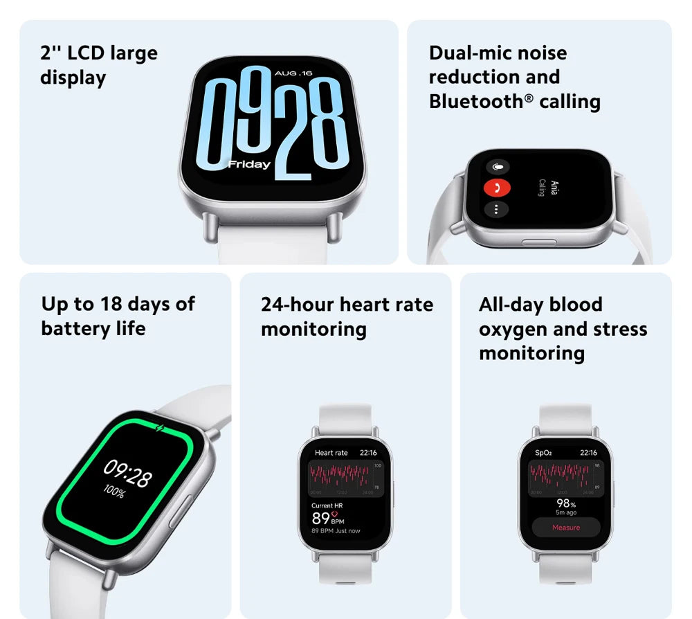 Παγκόσμια Έκδοση Xiaomi Redmi Watch 5 Active 2'' οθόνη LCD · έως 18 ημέρες μπαταρία · κλήσεις Bluetooth® · 140+ τρόποι προπόνησης · 470mAh