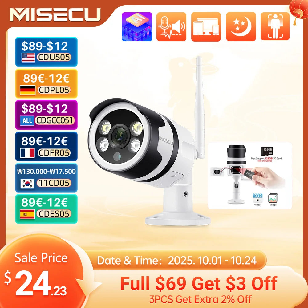 MISECU Wireless Outdoor Security Camera with 5MP Color Night Vision