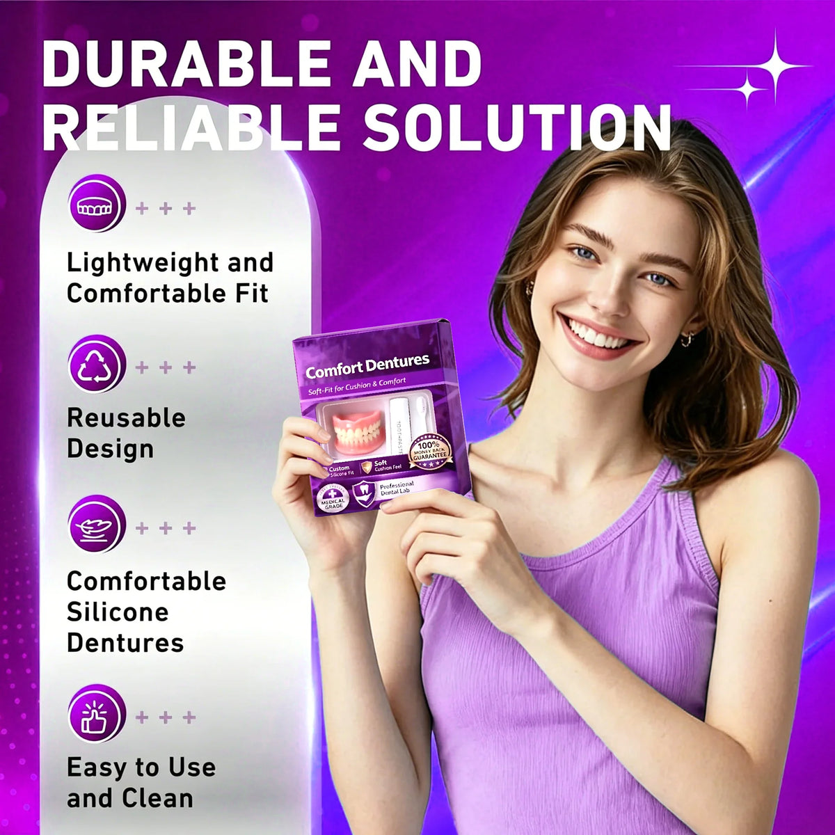 Conjunto de capas cosméticas dentárias temporárias em silicone