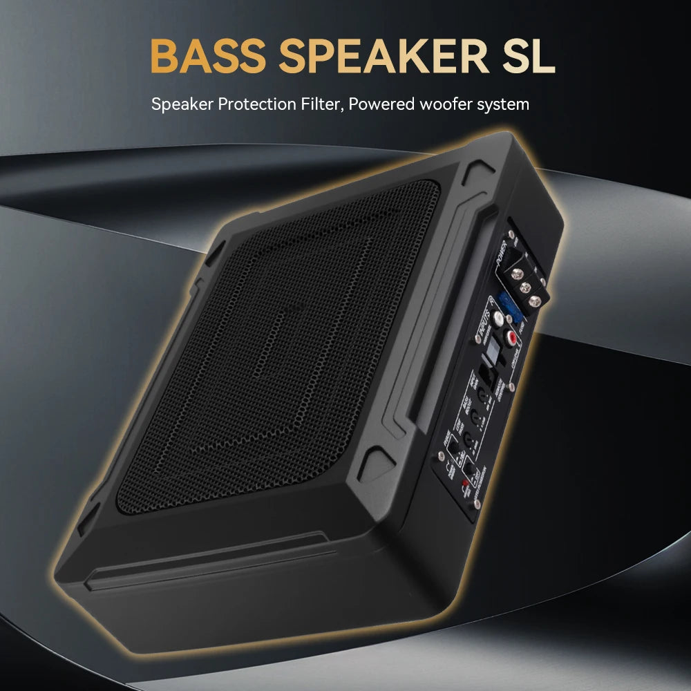 Podofo 1000W Ultra Slim Car Subwoofer Car Active Subwoofer Compact Under Seat Car Bass Audio Car Stereo Amplifier Speaker