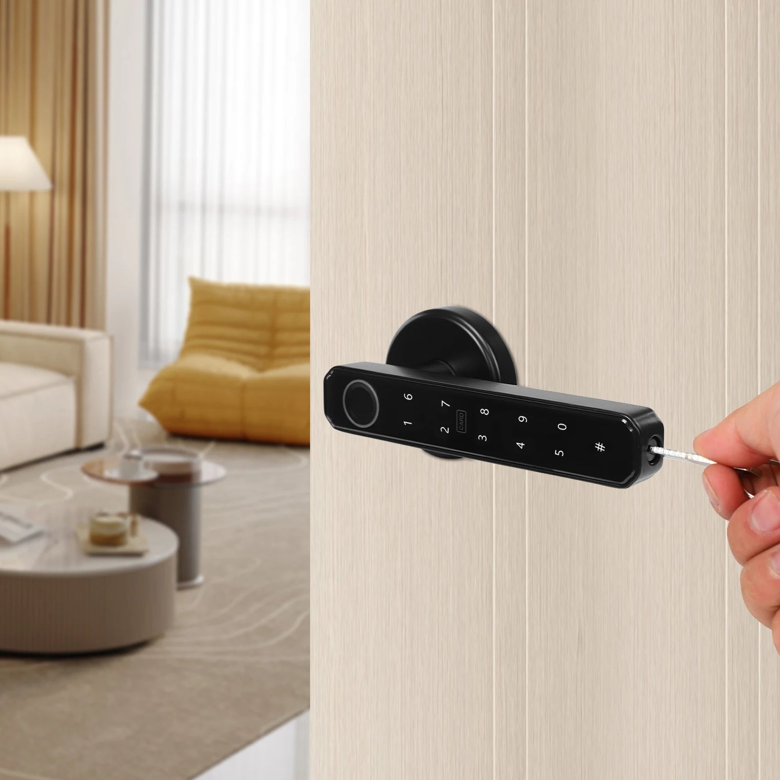 Fingerprint Door Lock, Smart Door Knob, Smart Door Handle Lock This Product Is Suitable for Homes Apartments Offices Door Thickness Is 35-55mm