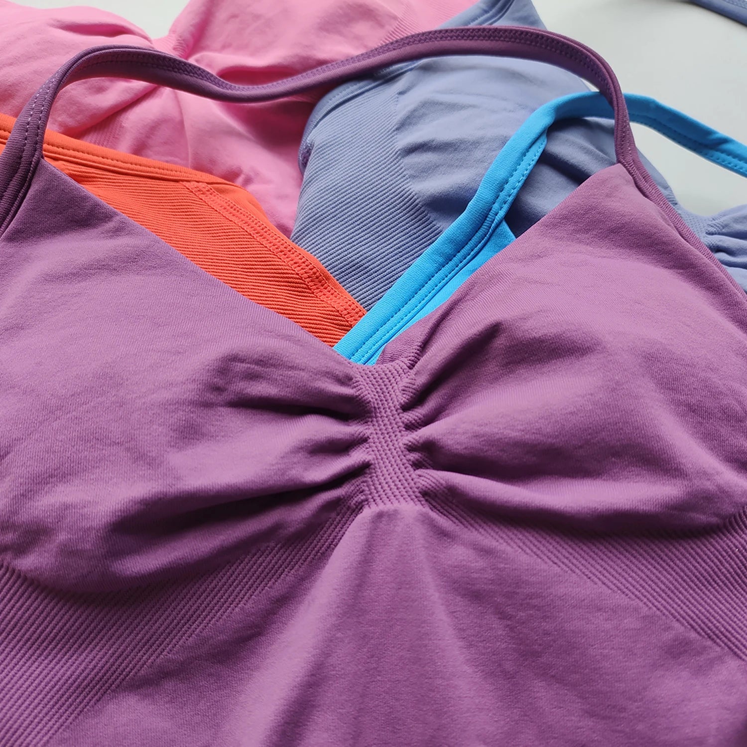 ARFTE Longline Strappy Gym Top Backless Gym Clothes Women Scrunch Built-in Bra With Removable Cups Yoga Tank Tops