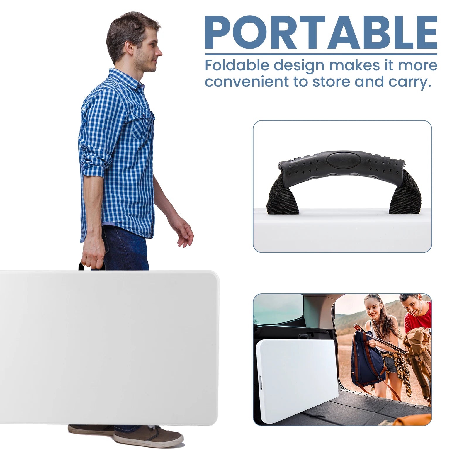 Folding Portable Table 4/6/8 FT Heavy Duty Indoor Outdoor Use
