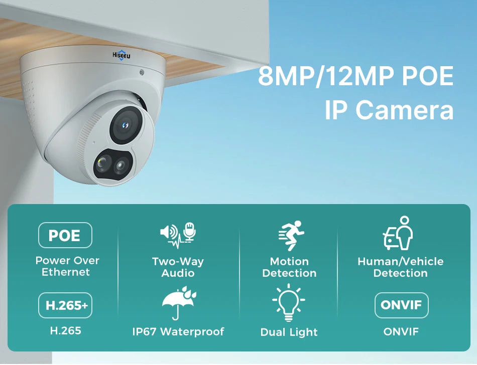 12MP POE IP Security Camera with Night Vision