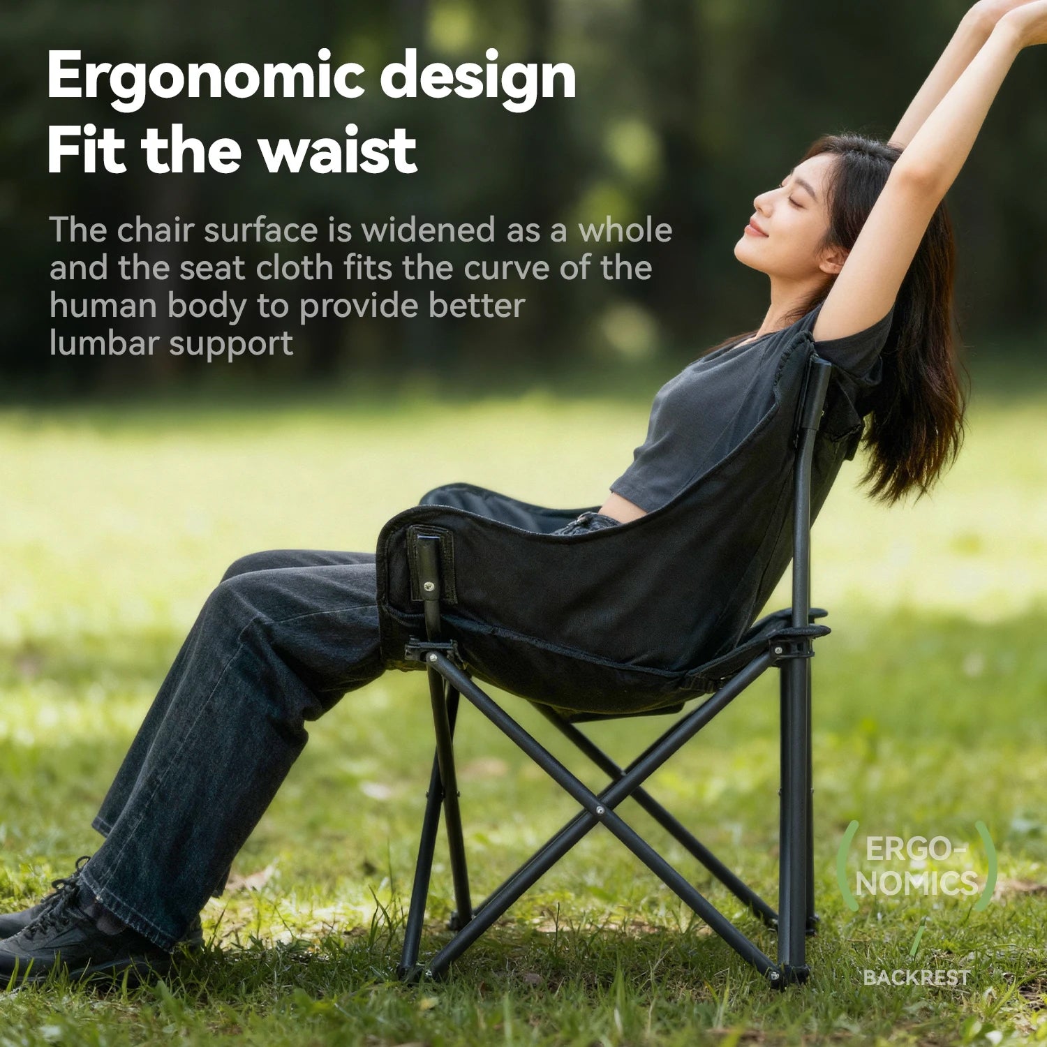 Folding Camping Chair Portable Steel Frame Picnic & Travel Seat
