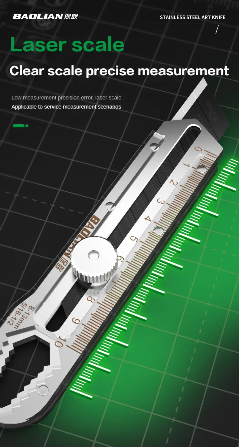 Utility Knife Box Cutter 8 In 1 Mutipurpose Stainless Steel Retractable Heavy Duty Waterproof Snap off Cutter Knife And Blades
