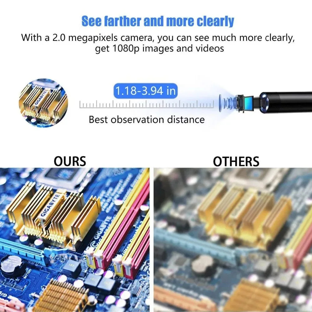 8mm 1080P HD USB Endoscope Camera with 8 LED Flexible Cable