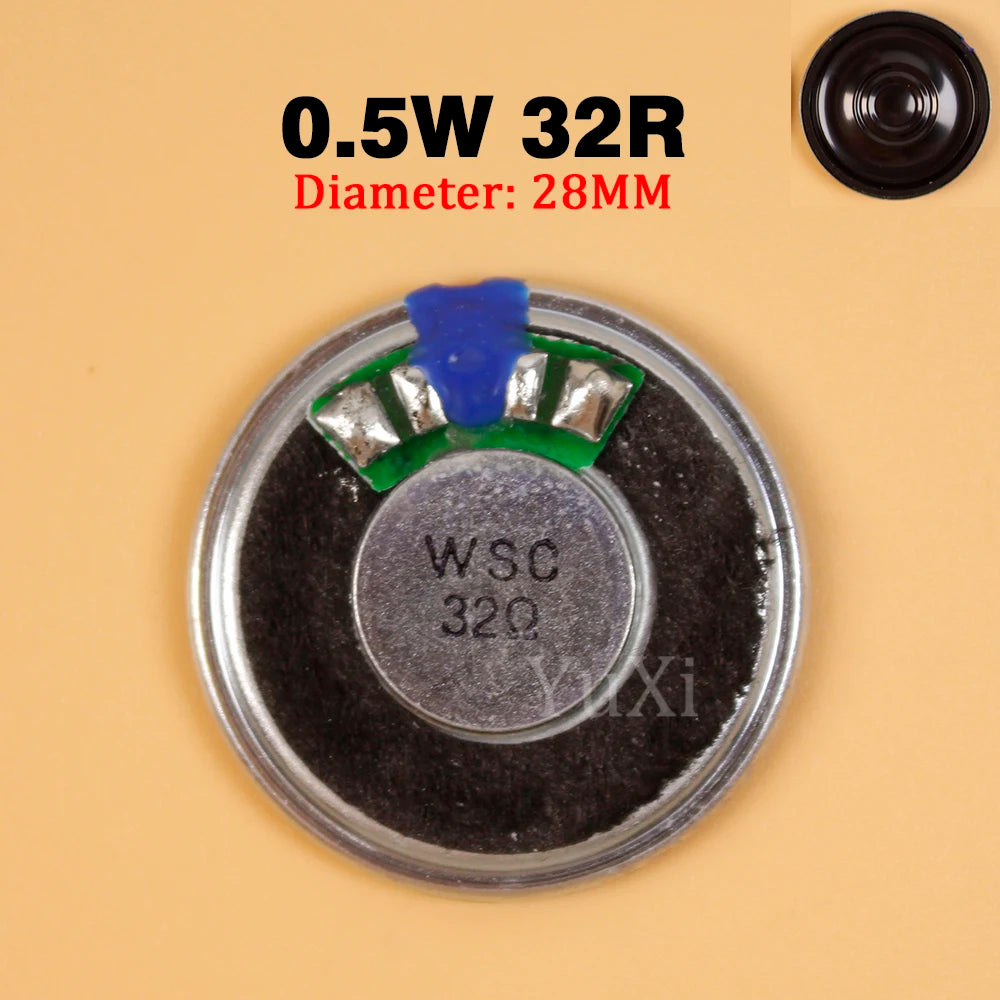 32 Ohm 0.5 W Mini Speaker, Size and Wiring Options