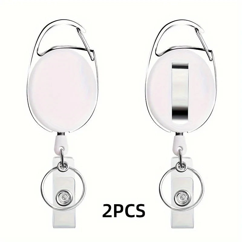 Retractable Badge Reel Holders, Metal Heavy Duty With Carabiner Belt Clip And Key Ring For ID Card Name Holder And Keychain