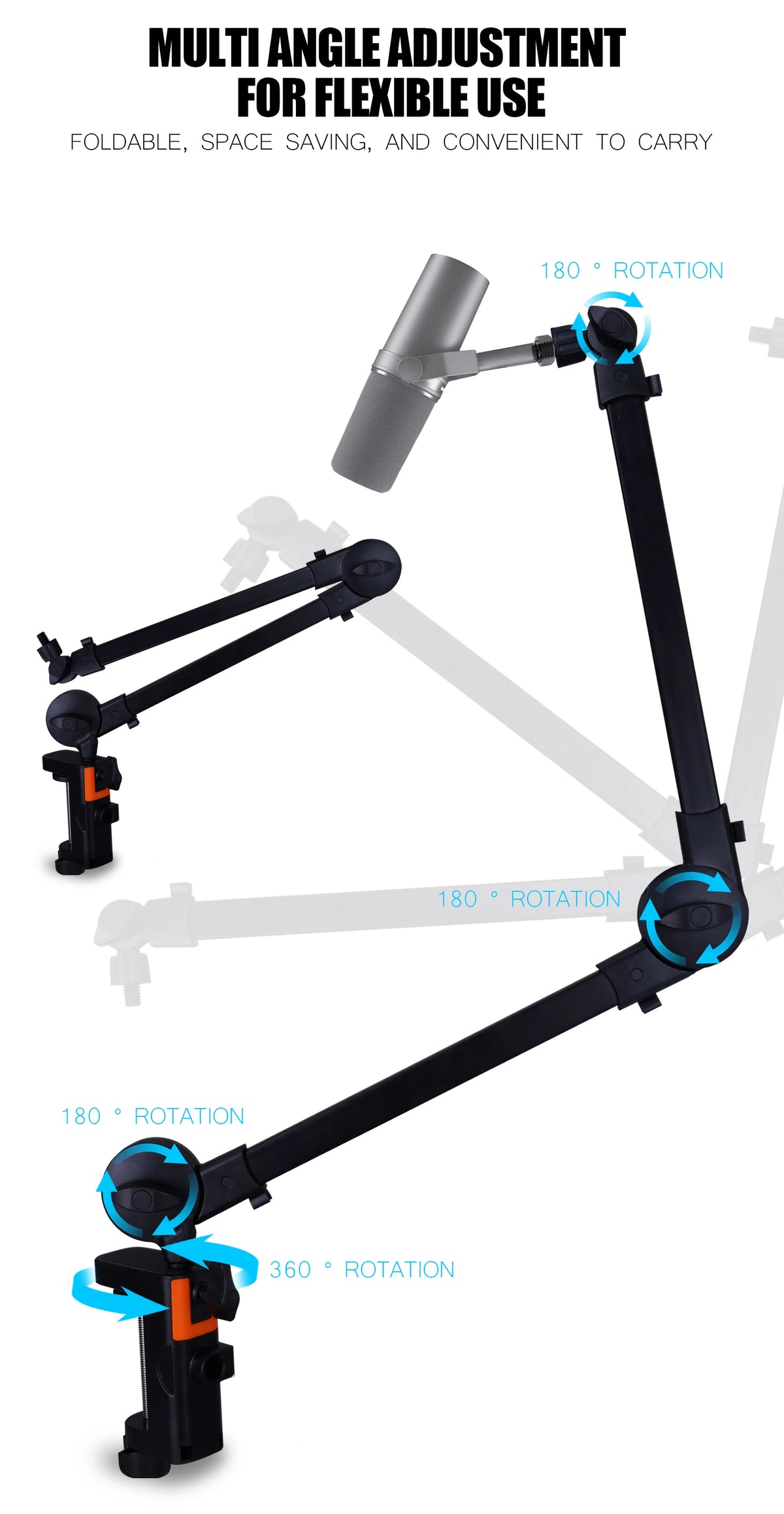 Microphone Support Spring-Free Microphone Cantilever Holder Foldable Stand Live Broadcast Stand Desktop Stand Long Arm Bracket