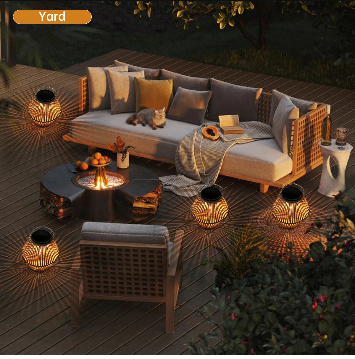 Solar Woven-Style Lantern for Garden Decoration