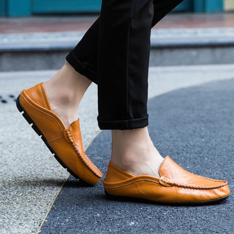 Men's Leather Slip-On Loafers Plus Size 37-47