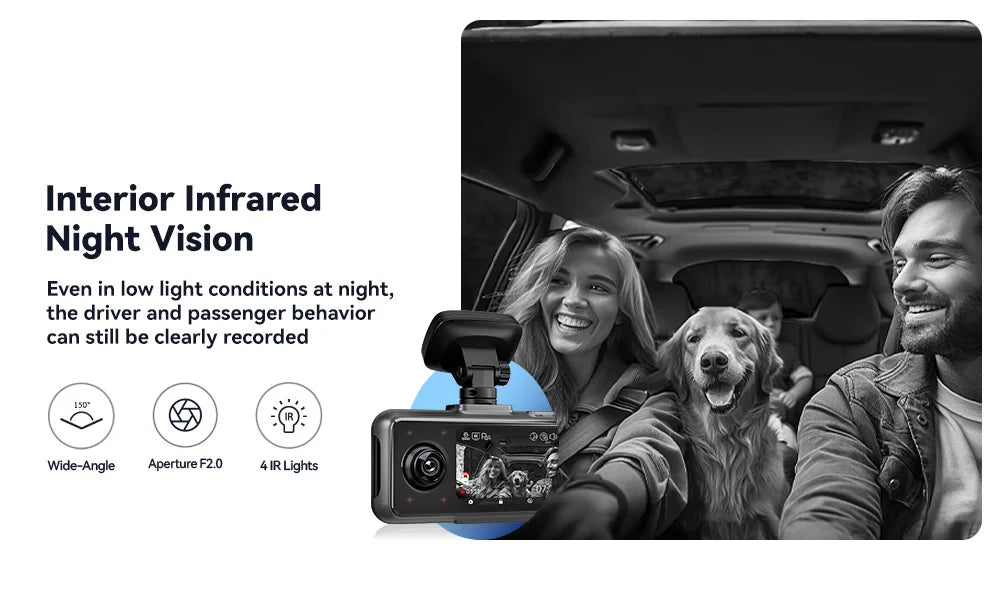 REDTIGER A6 4K 3-Channel Dash Cam with GPS and WiFi
