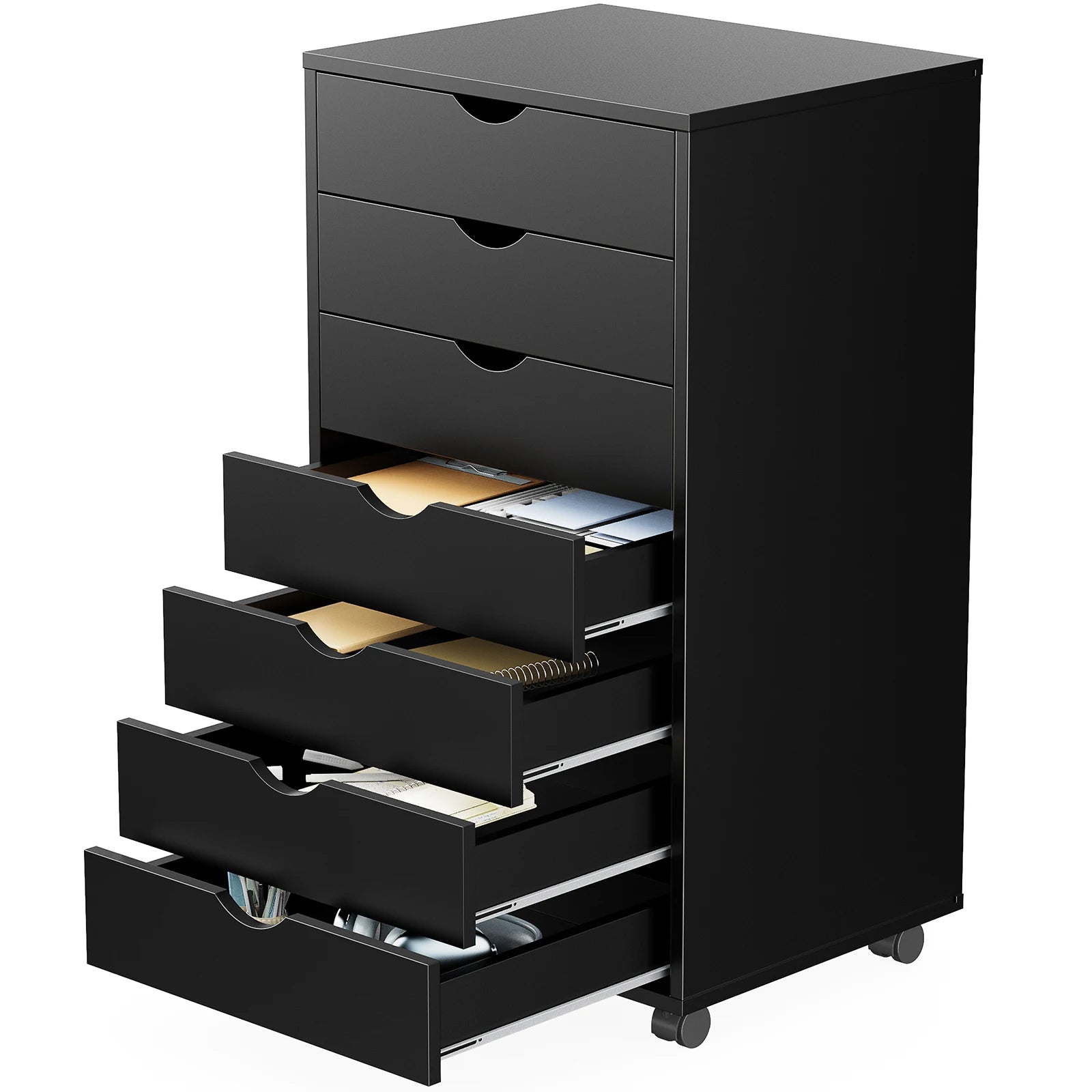 7 Drawer Rolling Storage Cabinet with Wheels Wooden Chest Organizer