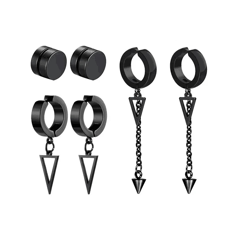 Men's Punk Cross Magnetic Earrings Set