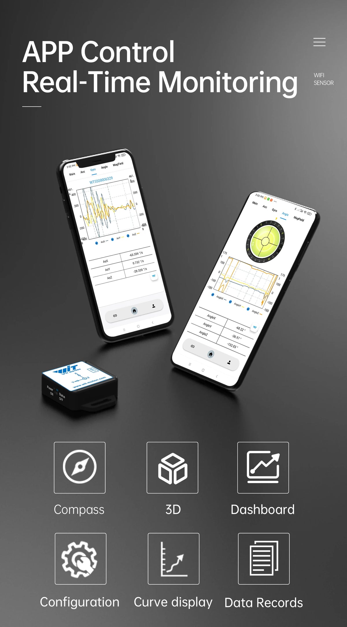 WT901 Wi-Fi Nine-Axis Motion Sensor - Options
