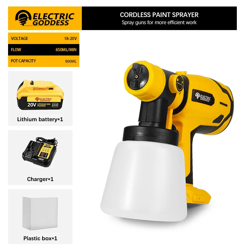 Cordless HVLP Paint Sprayer with 800ml Cup & 3 Spray Patterns