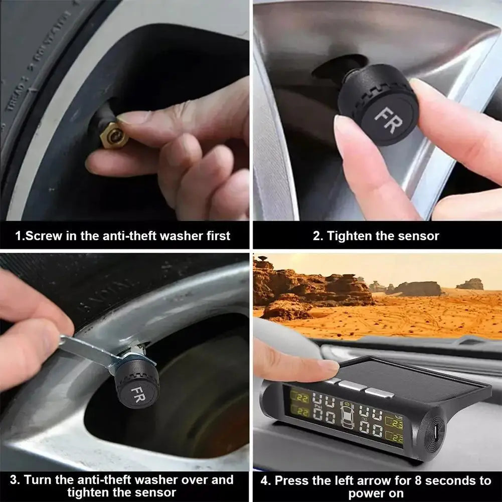Solar-Assisted Tyre Pressure Monitor with Four Sensors