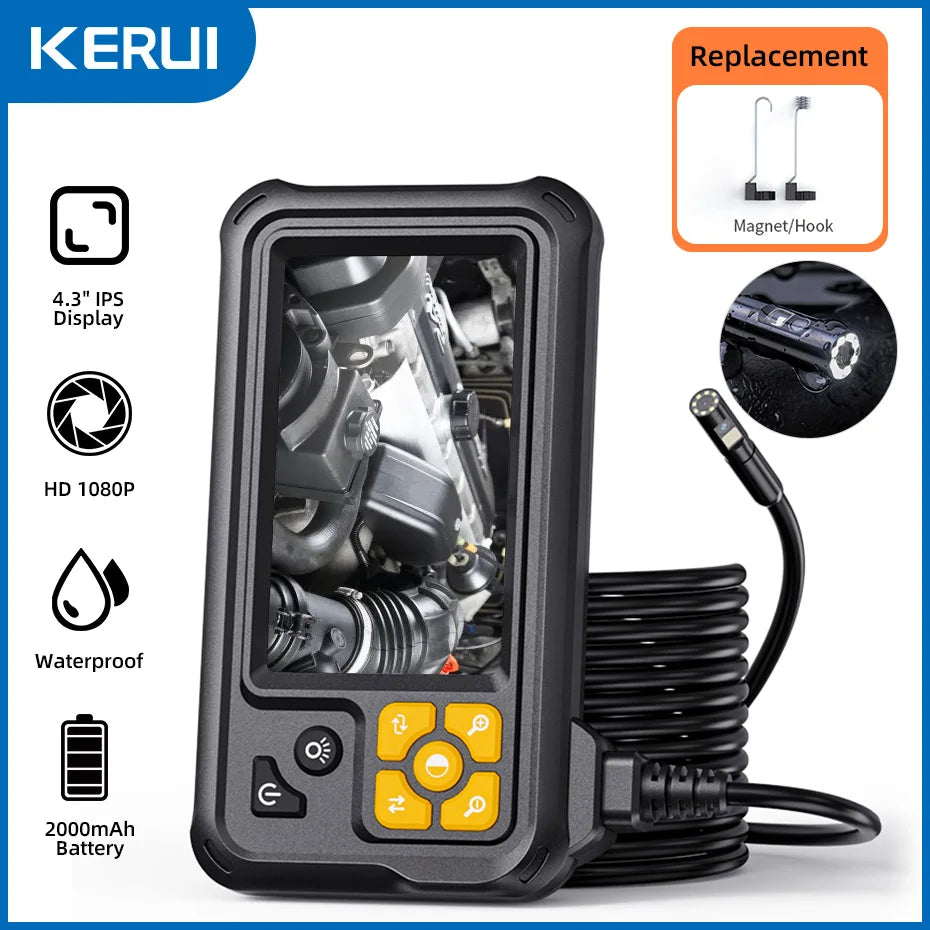 KERUI 4.3-Inch IPS Inspection Borescope Camera, 1080P, IP67